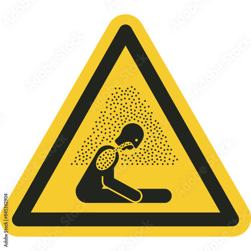 ISO warning safety signs_warning ; asphyxiating atmosphere symbol and pictogram only size 1 x 1 x 1 triangular shape