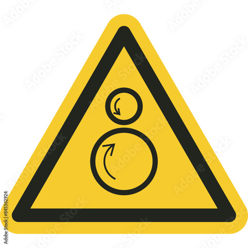 ISO warning safety signs_warning ; counterrotating rollers symbol and pictogram only size 1 x 1 x 1 triangular shape