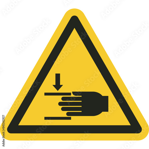ISO warning safety signs_warning ; crushing of hands symbol and pictogram only size 1 x 1 x 1 triangular shape