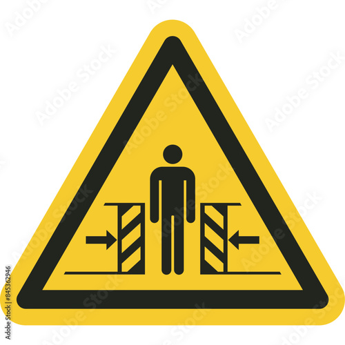 ISO warning safety signs_warning ; crushing symbol and pictogram only size 1 x 1 x 1 triangular shape