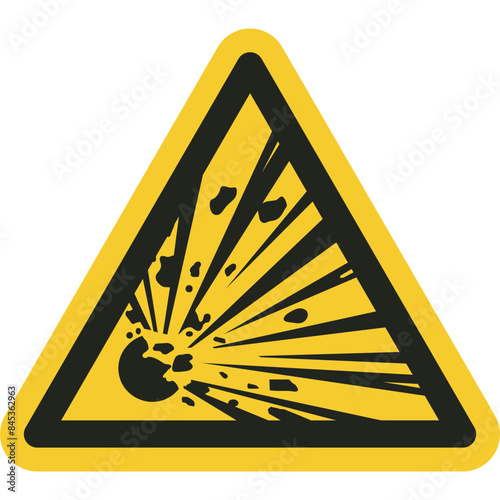ISO warning safety signs_warning ; explosive material symbol and pictogram only size 1 x 1 x 1 triangular shape