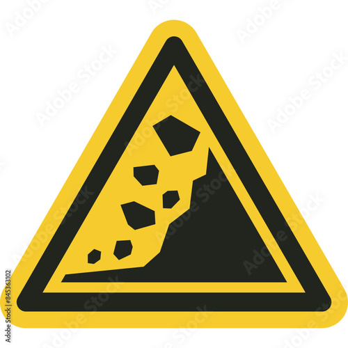 ISO warning safety signs_warning ; landslide zone symbol and pictogram only size 1 x 1 x 1 triangular shape