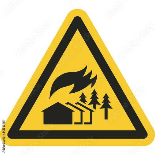 ISO warning safety signs_warning ; large-scale fire zone symbol and pictogram only size 1 x 1 x 1 triangular shape