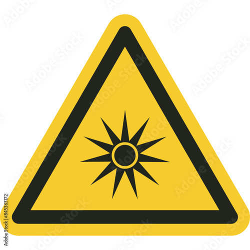 ISO warning safety signs_warning ; optical radiation symbol and pictogram only size 1 x 1 x 1 triangular shape