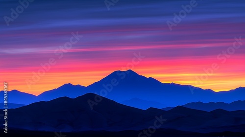 Serenity at Sunrise: Frame the Calm of Dawn in the Desert with Silhouette Photography, Highlighting Distant Mountains or Dunes Against a Stunningly Colorful Sunrise Sky