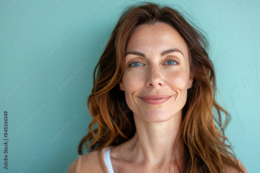 A close up portrait of a woman with a subtle smile A close up portrait of a woman with a subtle smile