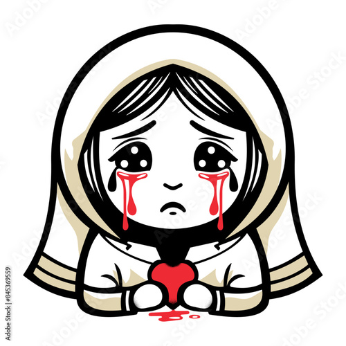 Heartbroken Palestinian Child: A Cry for Peace. Vector Illustration. Palestine Design.
