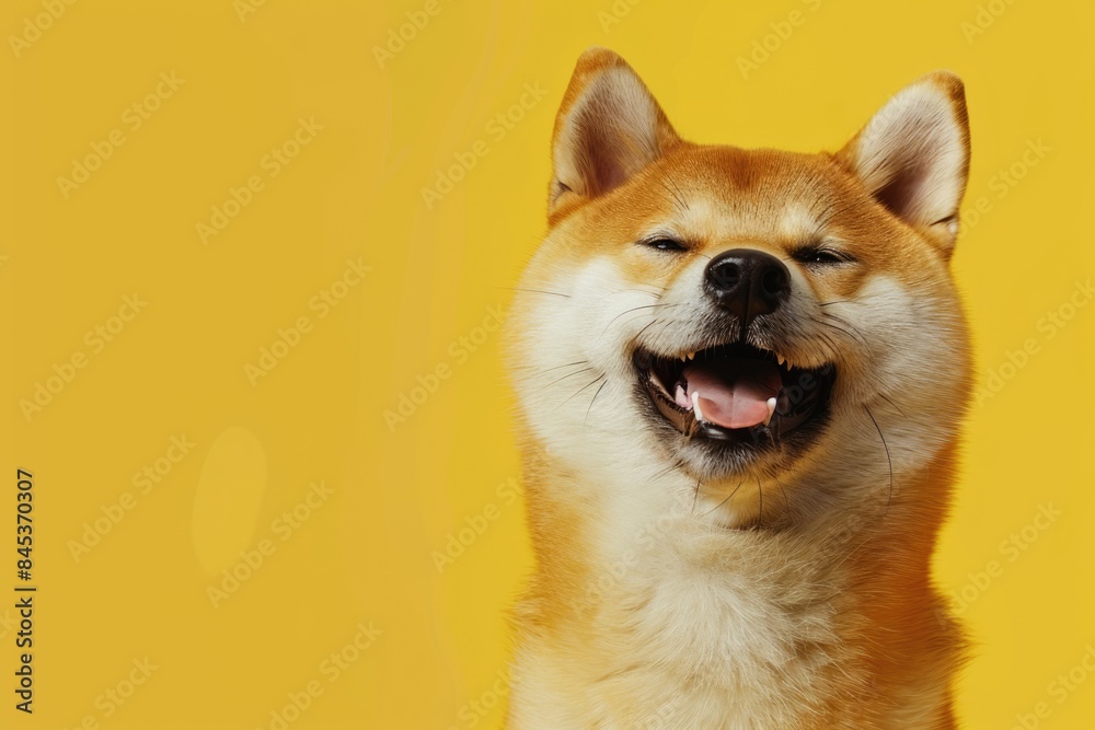 Portrait of a happy red haired Shiba Inu dog. Portrait of a happy red haired Shiba Inu dog.