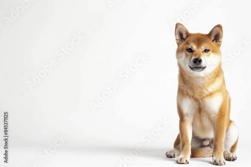 Shiba Inu Japanese breed dog on white background.