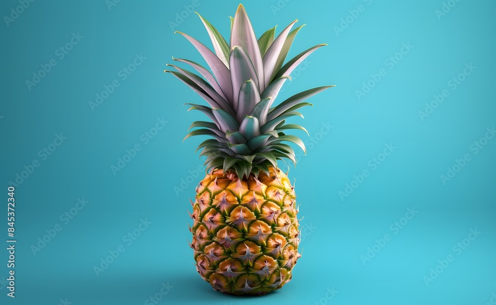 Tropical Radiance_ A Vivid Pineapple Against Teal Tropical Radiance_ A Vivid Pineapple Against Teal