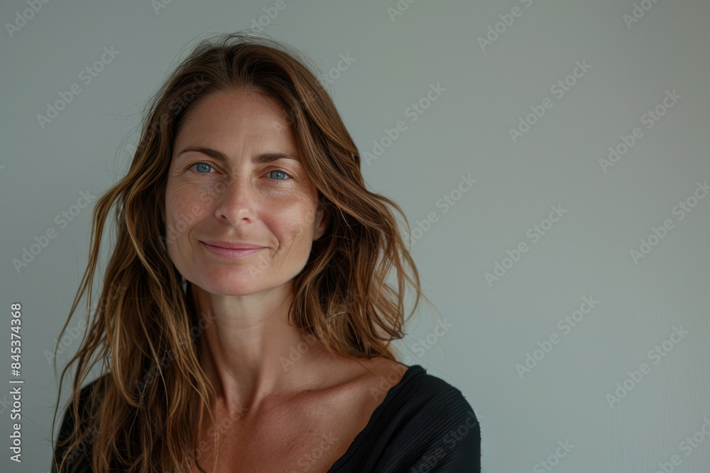 Obraz premium A close up portrait of a woman with a subtle smile