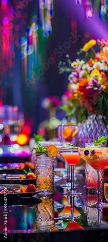 Cocktail series: glass of colorful cocktail in a beautiful place 77