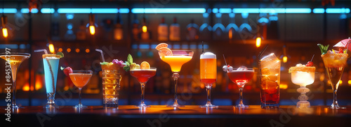Cocktail series: glass of colorful cocktail in a beautiful place 69