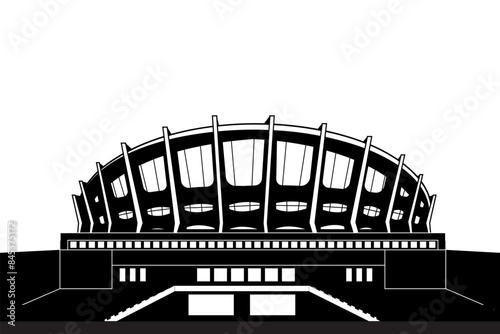 Impressive editable vector silhouette of the National Arts Theatre in Lagos. Ideal for branding, marketing, and design projects. Capture the essence of Nigeria's cultural landmark with precision
