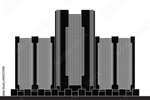 Detailed editable vector silhouette of the Central Bank of Nigeria Headquarters in Abuja. Ideal for branding, marketing and design projects. Showcasing Nigeria's financial and architectural prominence