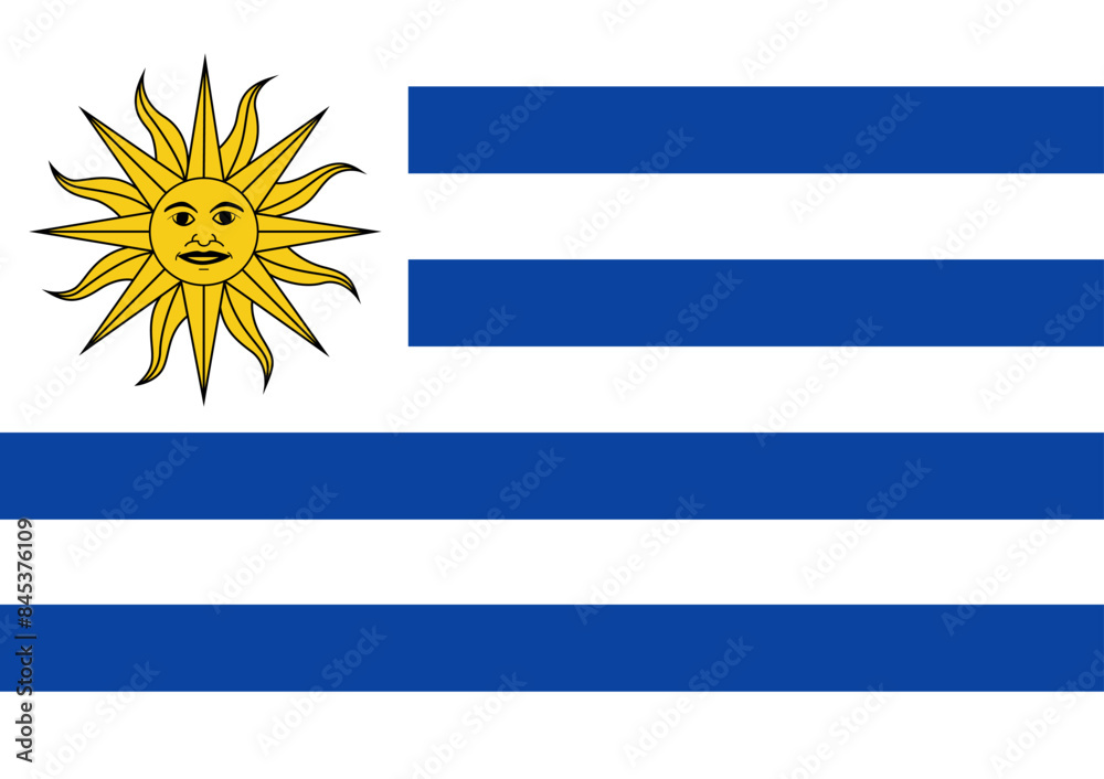 Fototapeta premium Uruguay Flag, High Detail Flag of Uruguay, Uruguay flag background vector illustration
