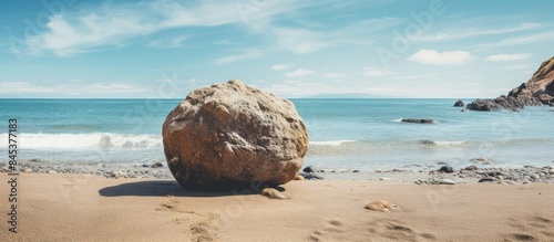 beach boulder of the coast. Creative banner. Copyspace image