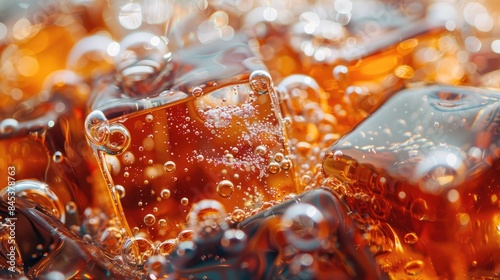 Ice cubes in carbonated drink photo