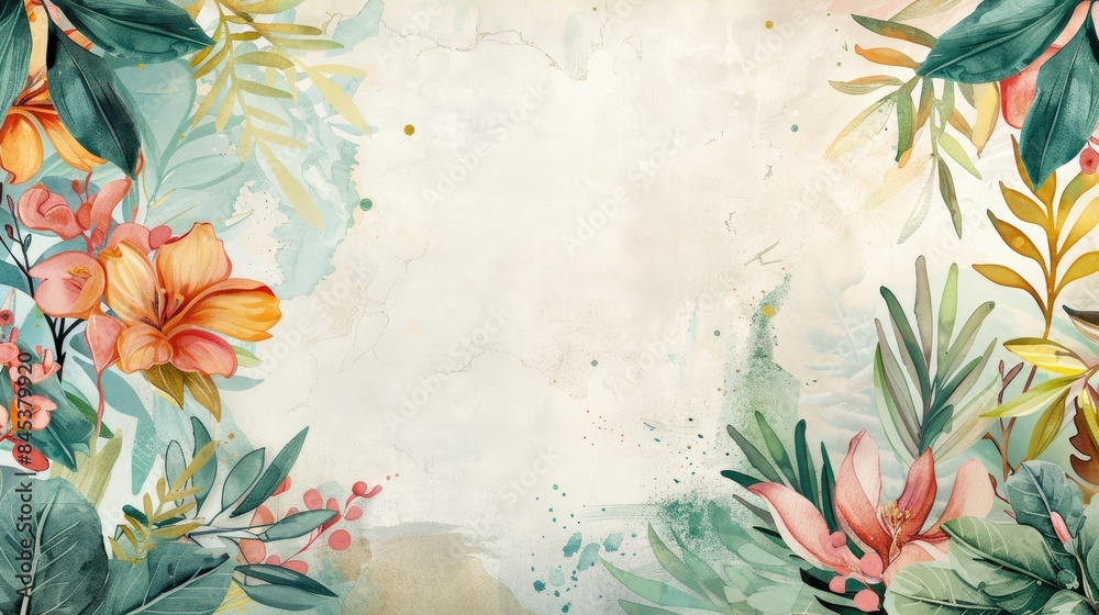 custom made wallpaper toronto digitalColorful Vintage Banner with Summer and Spring Inspired Patterns and Watercolor Accents