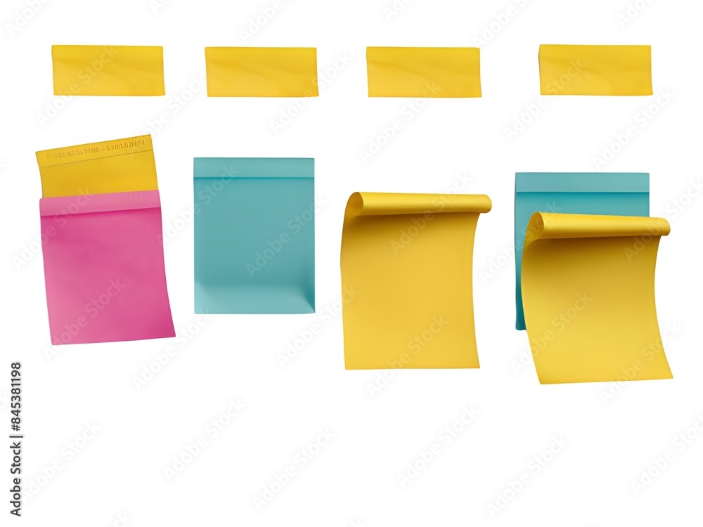Fototapeta premium yellow sticky note on isolate transparency background, PNG.