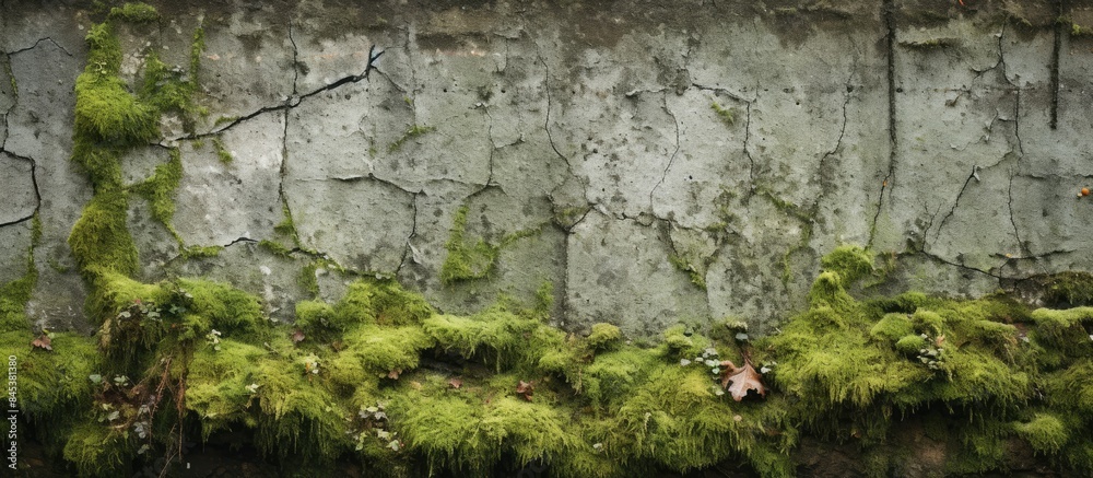 Mossy old walls The walls are broken and dirty Little greenery plants on an old wall. Creative banner. Copyspace image Mossy old walls The walls are broken and dirty Little greenery plants on an old wall. Creative banner. Copyspace image