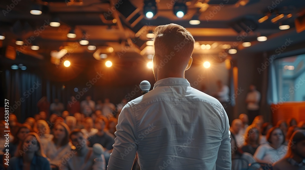 Obraz premium Dynamic Presentation to a Captivated Audience at a Business Conference