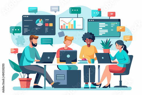 business people working together illustraion