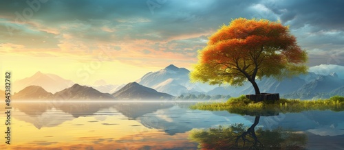 Beautiful and serene landscape showing the true colors of nature truly a breath taking experience. Creative banner. Copyspace image