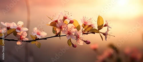 a summer flower in the rays of the setting sun. Creative banner. Copyspace image © HN Works