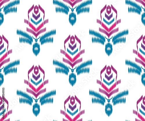Ikat ethnic seamless pattern. Tribal pattern art. Design for background, wallpaper, illustration, fabric, clothing, carpet, textile, batik, embroidery and decorations.