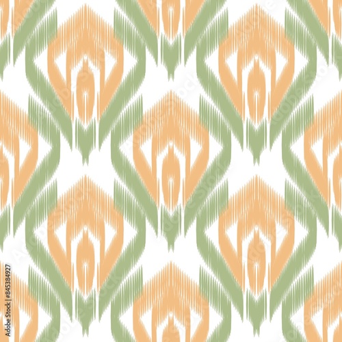 Ikat ethnic seamless pattern. Tribal pattern art. Design for background, wallpaper, illustration, fabric, clothing, carpet, textile, batik, embroidery and decorations.