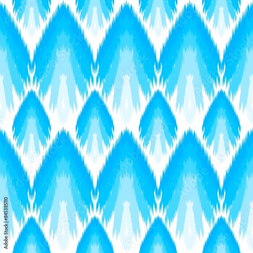 Ikat ethnic seamless pattern. Tribal pattern art. Design for background, wallpaper, illustration, fabric, clothing, carpet, textile, batik, embroidery and decorations.