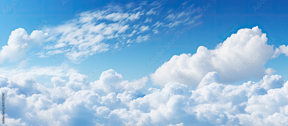 Amazing summer blue sky with frash clouds concept image. Creative banner. Copyspace image