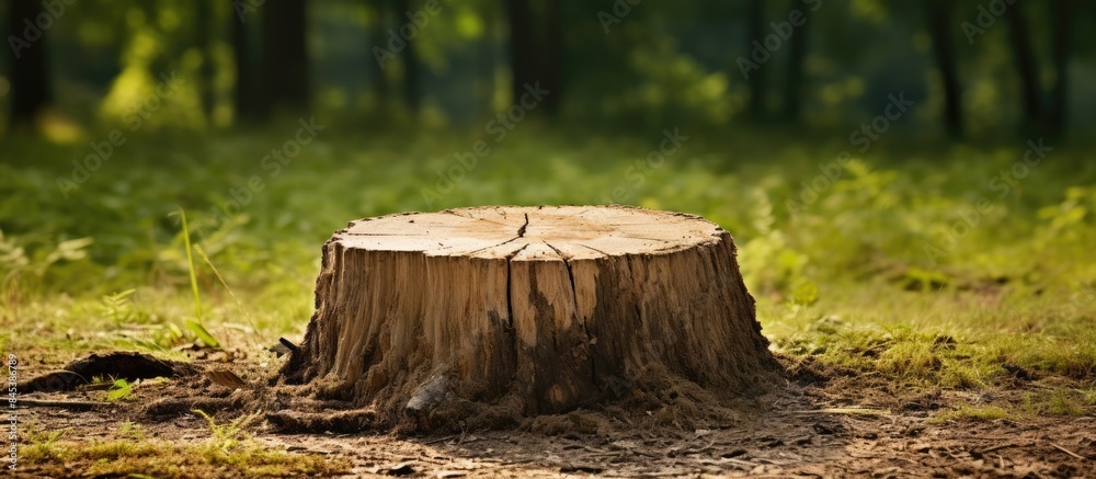 An old cut tree with a hollow. Creative banner. Copyspace image An old cut tree with a hollow. Creative banner. Copyspace image