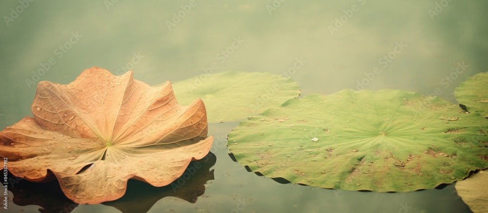 Old lotus leaf. Creative banner. Copyspace image Old lotus leaf. Creative banner. Copyspace image