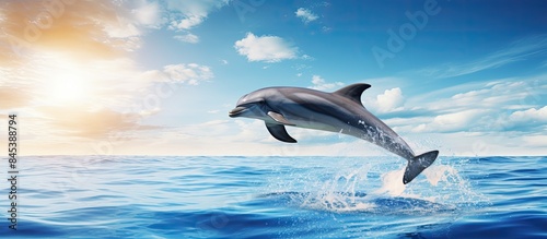 dolphin on the high seas. Creative banner. Copyspace image