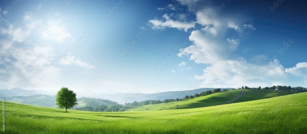 Beautiful morning grass Nature. Creative banner. Copyspace image