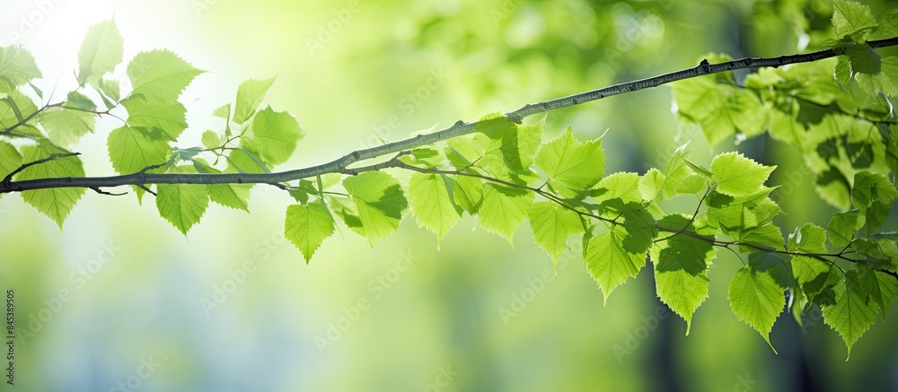 Young green birch leaves in spring Isolated leaves in forest with blurred background Leaves background. Creative banner. Copyspace image Young green birch leaves in spring Isolated leaves in forest with blurred background Leaves background. Creative banner. Copyspace image
