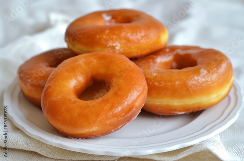 Sugar-coated doughnuts on plate © Victoria
