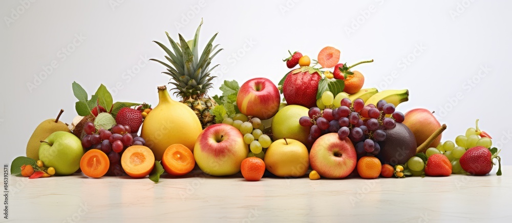 Creative layout made of fruits on a white background. Creative banner. Copyspace image Creative layout made of fruits on a white background. Creative banner. Copyspace image