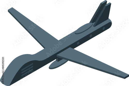 Modern military drone flying, unmanned aerial vehicle monitoring and searching, army aircraft