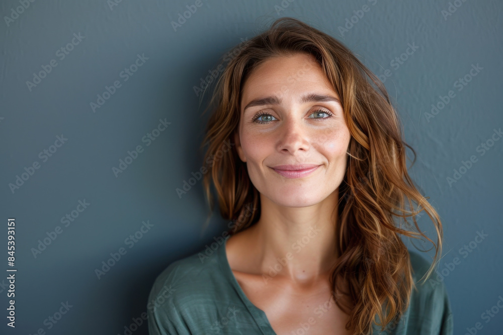 Fototapeta premium A close up portrait of a woman with a subtle smile