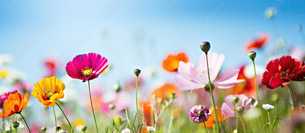 Field fresh flowers in summer Close up. Creative banner. Copyspace image Field fresh flowers in summer Close up. Creative banner. Copyspace image