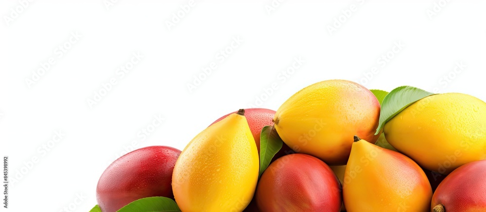 Ripe mango fruits isolated on white background. Creative banner. Copyspace image Ripe mango fruits isolated on white background. Creative banner. Copyspace image