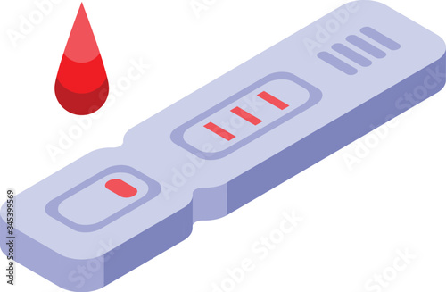 Medical equipment showing a positive blood test result with blood drop