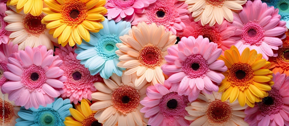 variety of colorful gerbera flowers as a natural background. Creative banner. Copyspace image variety of colorful gerbera flowers as a natural background. Creative banner. Copyspace image