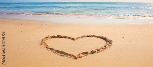 heart on the sand. Creative banner. Copyspace image