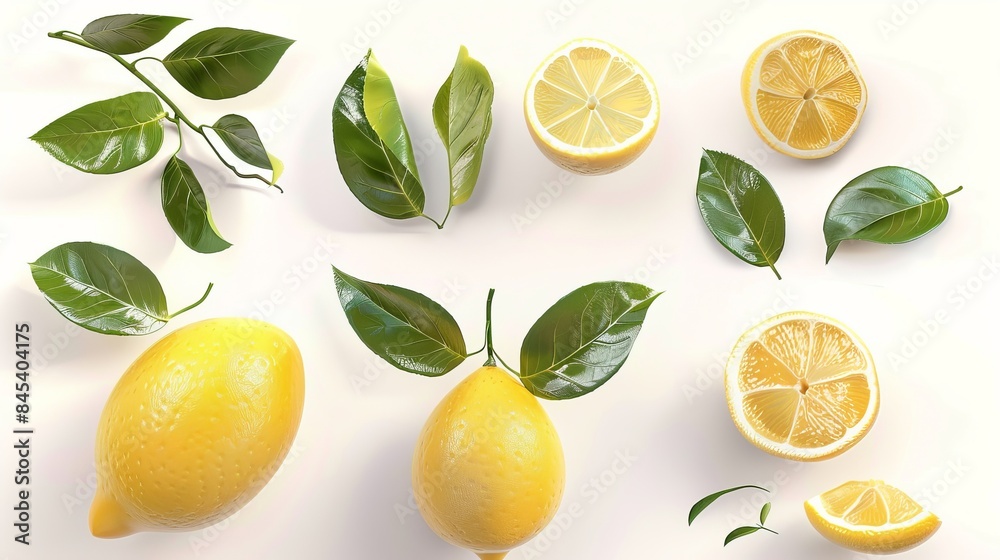 A collection of lemons isolated on a white background. A collection of lemons isolated on a white background.