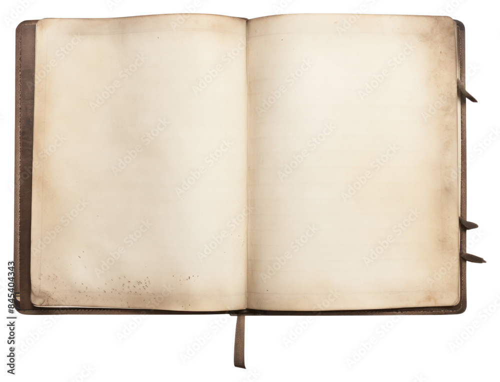 Naklejka premium PNG Vintage blank open notebook publication diary page.