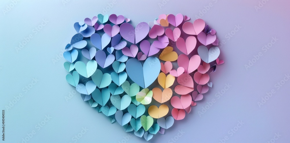 Vibrant Gradation Background with Elegant Paper Cut Heart Shape Vibrant Gradation Background with Elegant Paper Cut Heart Shape